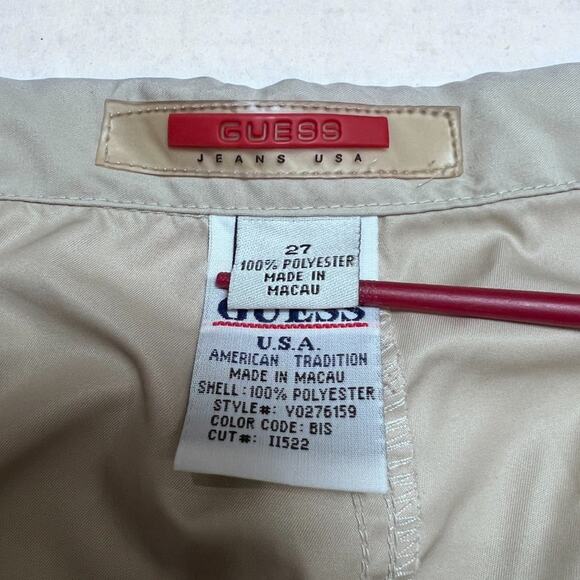 Vintage GUESS Cropped Chino Pants SIZE 27 Beige Cuffed Capri Drawstring EUC - Picture 4 of 9